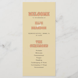 ELLIE Retro Vetgedrukte Typografie Huwelijksceremo Programmakaart