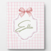 Ellie Roze Strik en Geruite Print Fotoplaat (Voorkant)