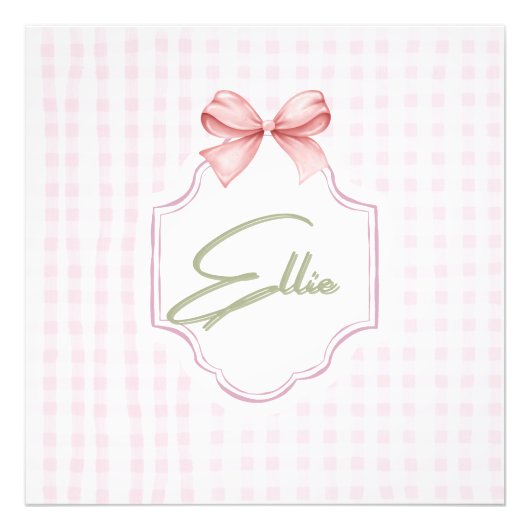 Ellie Roze Strik Met Gingham Print Foto Afdruk (Voorkant)