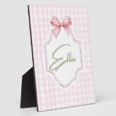 Ellie Roze Strik Met Gingham Print Fotoplaat (Zijkant)