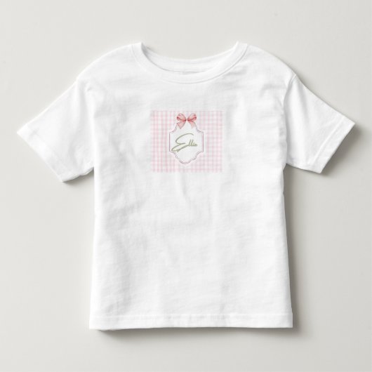 Ellie Roze Strik Met Gingham Print Kinder Shirts (Voorkant)