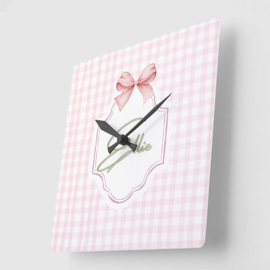 Ellie Roze Strikte Strik en Gingham Print Vierkante Klok (Hoek)