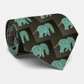 Ellie! Turquoise Elephant Necktie Stropdas (Opgerold)