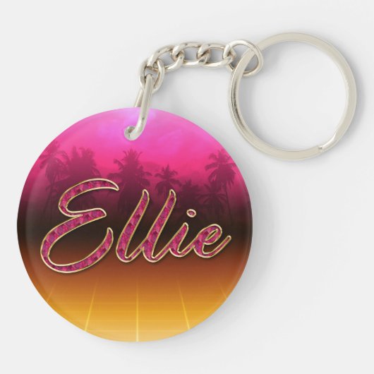 Ellie Vorname Name golden pink Schlüsselanhänger Sleutelhanger (Achterkant)