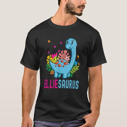 ELLIESAURUS gepersonaliseerde naam ELLIE Dino dino T-shirt (Voorkant)