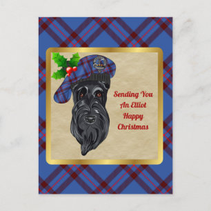 Elliot Clan Badge & Tartan KerstBriefkaart Briefkaart