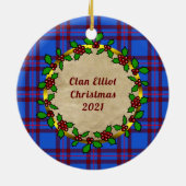 Elliot Clan Badge & Tartan Persoonlijke mas Keramisch Ornament (Achterkant)