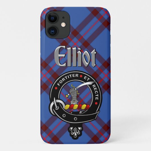 Elliot Clan Badge & Tartan Telefoon Case (Achterkant)
