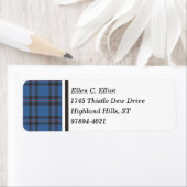 Elliot Clan Blauw en Bruin Schots Tartan Etiket (Insitu)