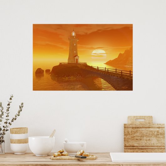 Elliot Key Lighthouse - Golden Sunset Poster (Keuken)