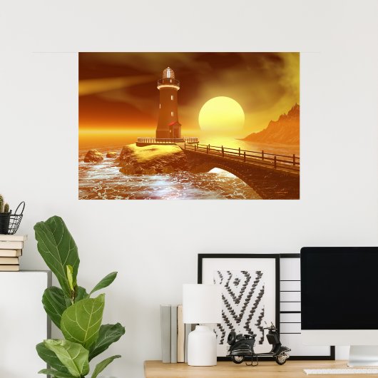 Elliot Key Lighthouse - Inkomend Storm Poster (Thuiskantoor)