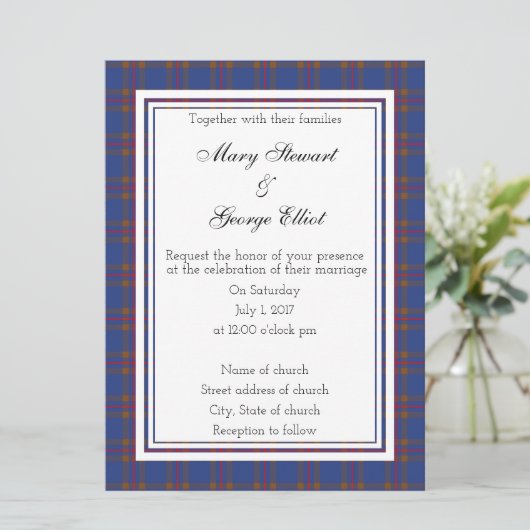 Elliot Scottish Wedding Invitation Kaart (Staand voorkant)