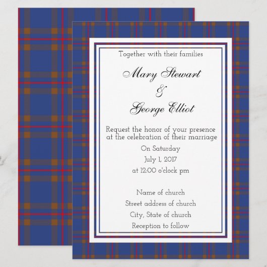 Elliot Scottish Wedding Invitation Kaart (Voorkant / Achterkant)