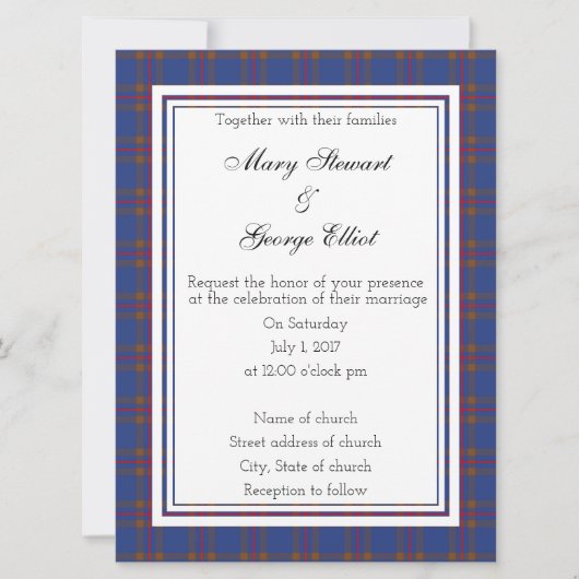 Elliot Scottish Wedding Invitation Kaart (Voorkant)