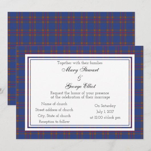 Elliot Scottish Wedding Invitation Kaart (Voorkant / Achterkant)