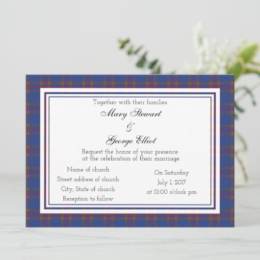 Elliot Scottish Wedding Invitation Kaart (Staand voorkant)