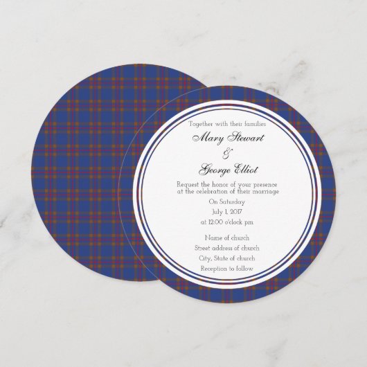 Elliot Scottish Wedding Round Invitation Kaart (Voorkant / Achterkant)