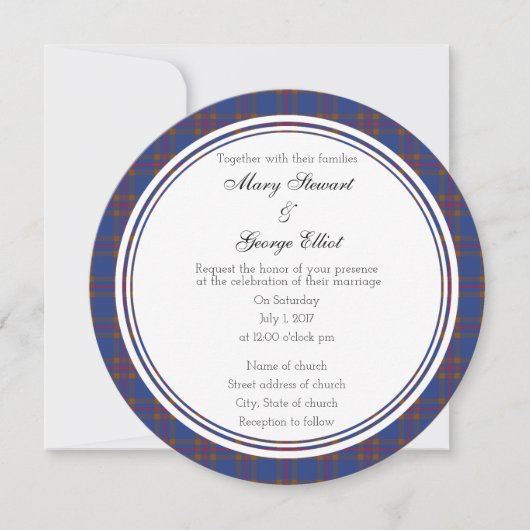 Elliot Scottish Wedding Round Invitation Kaart (Voorkant)