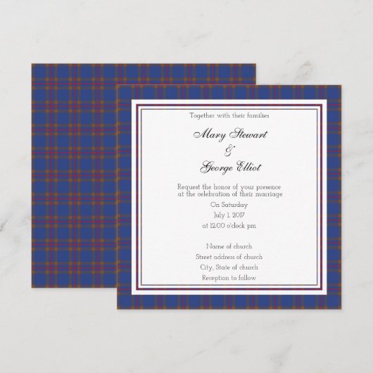 Elliot Scottish Wedding Square Invitation Kaart (Voorkant / Achterkant)