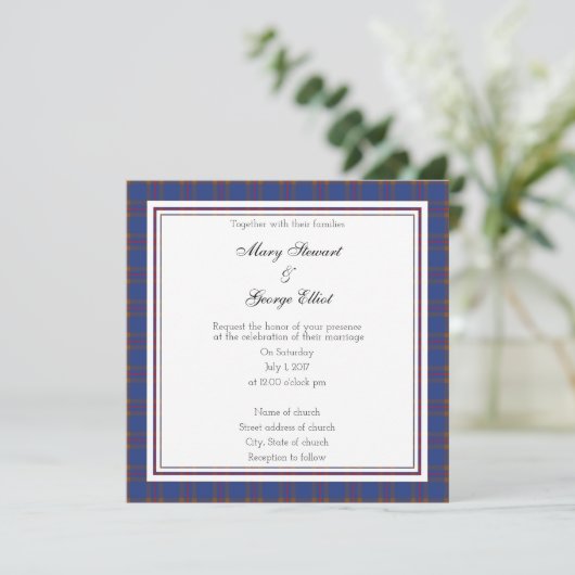 Elliot Scottish Wedding Square Invitation Kaart (Staand voorkant)