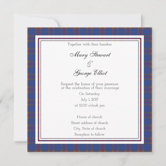 Elliot Scottish Wedding Square Invitation Kaart (Voorkant)