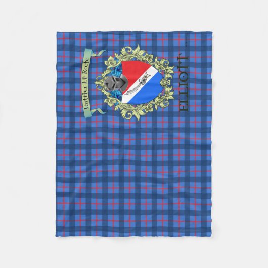 Elliott Crest en Tartan 3 Fleece Deken (Voorkant)