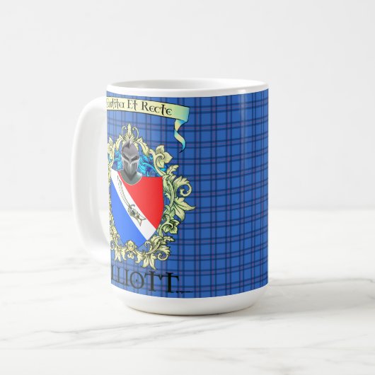 Elliott Crest en Tartan Koffiemok (Voorkant links)