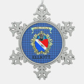 Elliott Crest en Tartan Tin Sneeuwvlok Ornament (Voorkant)