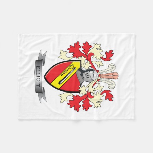 Elliott Family Crest Coat of Arms Fleece Deken (Voorkant (Horizontaal))