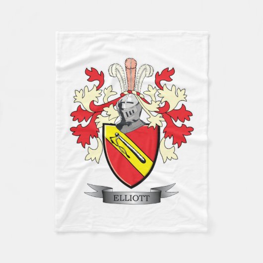 Elliott Family Crest Coat of Arms Fleece Deken (Voorkant)