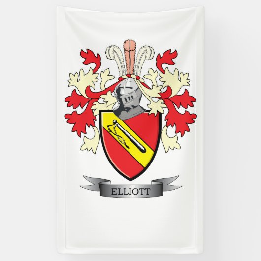 Elliott Family Crest Coat of Arms Spandoek (Verticaal)