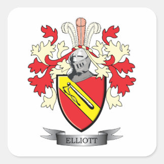 Elliott Family Crest Coat of Arms Vierkante Sticker