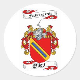 ELLIOTT FAMILY CREST - ELLIOTT WAPEN RONDE STICKER