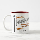 Elliotts Pine Log Restaurant, Skokie, IL. 1939-88 Tweekleurige Koffiemok (Links)