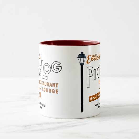 Elliotts Pine Log Restaurant, Skokie, IL. 1939-88 Tweekleurige Koffiemok (Center)