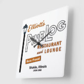 Elliotts Pine Log Restaurant, Skokie, IL. 1939-88 Vierkante Klok (Hoek)