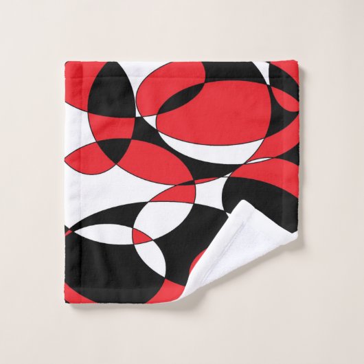 Ellipticals zwart, wit en rood bad handdoek (Wasdoekje)