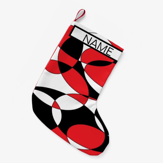 Ellipticals zwart, wit en rood kleine kerstsok (Voorkant (Hangend))