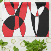 Ellipticals zwart, wit en rood theedoek (Gevouwen)