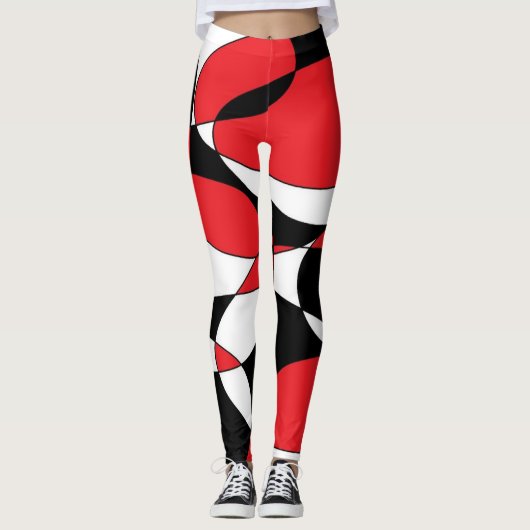 Elliptisch zwart, wit en rood leggings (Voorkant)