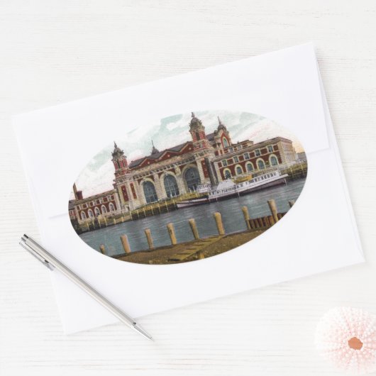 Ellis Island Ovale Sticker (Envelop)