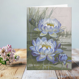 Ellis Rowan Blau Wolk Waterlelie Vintage Bloemen Kaart