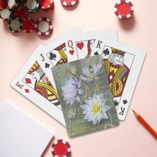 Ellis Rowan Blauw Wit Water Lelie  Bloemen Pokerkaarten