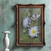 Ellis Rowan Blauw Wit Water Lelie  Bloemen Poster