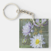Ellis Rowan Blauw Wit Water Lelie  Bloemen Sleutelhanger (Voorkant)