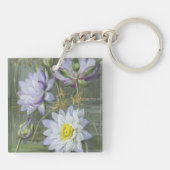 Ellis Rowan Blauw Wit Water Lelie  Bloemen Sleutelhanger (Achterkant)