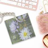 Ellis Rowan Blauw Wit Water Lelie  Bloemen Sleutelhanger