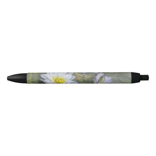 Ellis Rowan Blauw Wit Water Lelie  Bloemen Zwarte Inkt Pen (Voorkant)