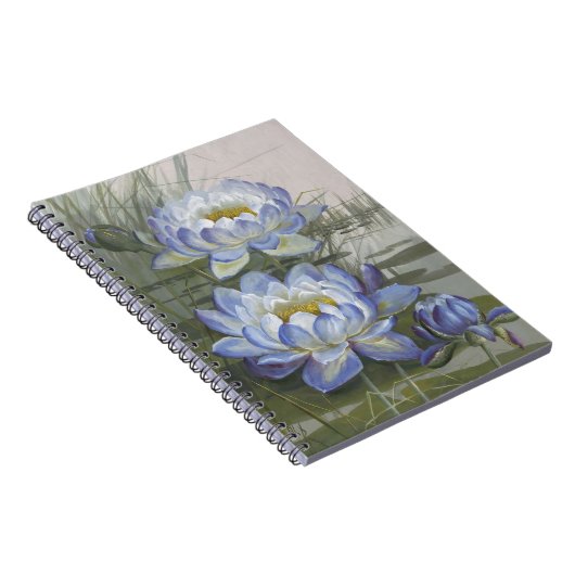 Ellis Rowan Blue Cloud Water Lily  Flowers Notitieboek (Rechterzijde)