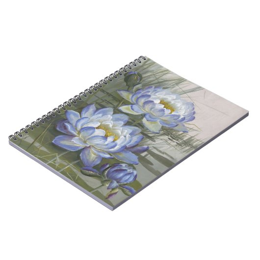 Ellis Rowan Blue Cloud Water Lily  Flowers Notitieboek (Linkerzijde)